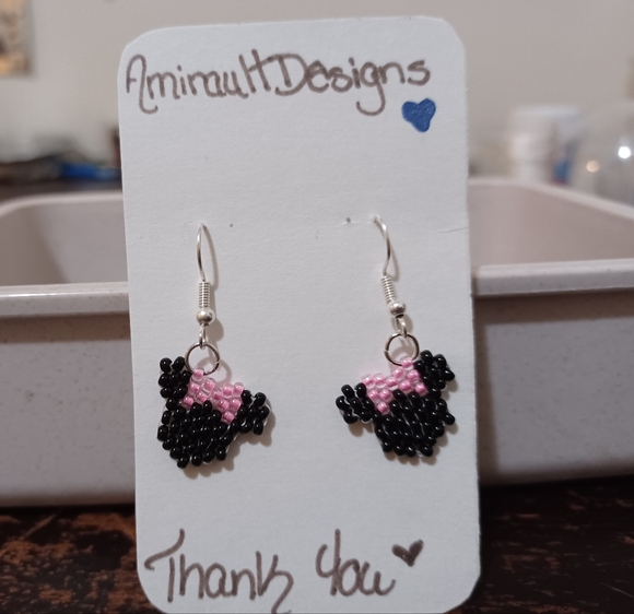 Flat beaded mini mouse earrings - Picture 2 of 3